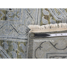 Load image into Gallery viewer, 9&#39;x11&#39;7&quot; Cadet Gray, Silk With Textured Wool, Mamluk Design, Hand Knotted, Oriental Rug FWR522450