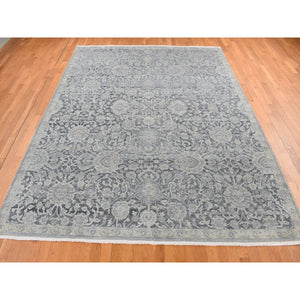 9'x11'8" Ash Gray, Oushak Influence, All Over Design, Pure Silk With Textured Wool, Hand Knotted, Oriental Rug FWR522456