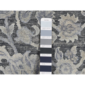 9'x11'8" Ash Gray, Oushak Influence, All Over Design, Pure Silk With Textured Wool, Hand Knotted, Oriental Rug FWR522456