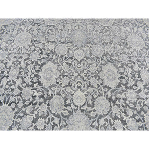 9'x11'8" Ash Gray, Oushak Influence, All Over Design, Pure Silk With Textured Wool, Hand Knotted, Oriental Rug FWR522456