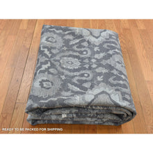 Load image into Gallery viewer, 9&#39;x11&#39;10&quot; Medium Gray, Hand Knotted, Oushak Influence, Silk With Textured Wool, Oriental Rug FWR522468
