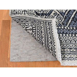 9'x12'3" Vista White, Hand Knotted, Tone On Tone, Pure Silk And Textured Pile, Small Repetitive Design Within A Larger Scale Geometric Motif, Oriental Rug FWR522474