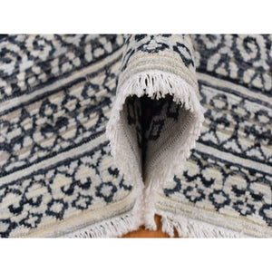 9'x12'3" Vista White, Hand Knotted, Tone On Tone, Pure Silk And Textured Pile, Small Repetitive Design Within A Larger Scale Geometric Motif, Oriental Rug FWR522474