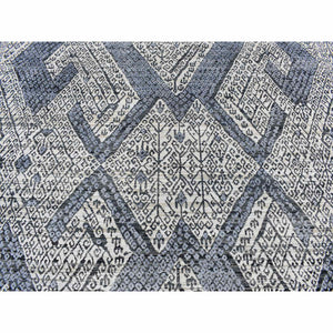 9'x12'3" Vista White, Hand Knotted, Tone On Tone, Pure Silk And Textured Pile, Small Repetitive Design Within A Larger Scale Geometric Motif, Oriental Rug FWR522474