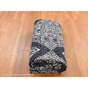 9'x12'3" Vista White, Hand Knotted, Tone On Tone, Pure Silk And Textured Pile, Small Repetitive Design Within A Larger Scale Geometric Motif, Oriental Rug FWR522474