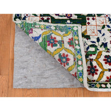 Load image into Gallery viewer, 9&#39;x12&#39;1&quot; Ivory, Sari Silk, Colorful Mamluk Design, Hand Knotted, Oriental Rug FWR522480