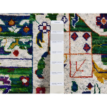 Load image into Gallery viewer, 9&#39;x12&#39;1&quot; Ivory, Sari Silk, Colorful Mamluk Design, Hand Knotted, Oriental Rug FWR522480