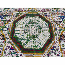 Load image into Gallery viewer, 9&#39;x12&#39;1&quot; Ivory, Sari Silk, Colorful Mamluk Design, Hand Knotted, Oriental Rug FWR522480