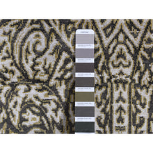Load image into Gallery viewer, 8&#39;8&quot;x12&#39;3&quot; Jet Gray, Hand Knotted, Arts And Crafts With Mughal Influence Design, Tone On Tone, Wool With Real Silk, Oriental Rug FWR522486