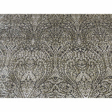 Load image into Gallery viewer, 8&#39;8&quot;x12&#39;3&quot; Jet Gray, Hand Knotted, Arts And Crafts With Mughal Influence Design, Tone On Tone, Wool With Real Silk, Oriental Rug FWR522486