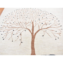 Load image into Gallery viewer, 9&#39;8&quot;x13&#39;8&quot; Ivory, Hand Knotted, Modern Folk Art Tree Design Gabbeh, Persian Wool, Oriental Rug FWR522504