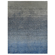 Load image into Gallery viewer, 10&#39;x14&#39; Yale Blue, Pure Wool and Silk, Modern Gradation Design, Hand Knotted, Oriental Rug FWR522510