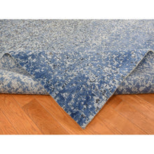 Load image into Gallery viewer, 10&#39;x14&#39; Yale Blue, Pure Wool And Silk, Modern Gradation Design, Hand Knotted, Oriental Rug FWR522510