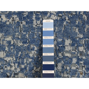 10'x14' Yale Blue, Pure Wool and Silk, Modern Gradation Design, Hand Knotted, Oriental Rug FWR522510