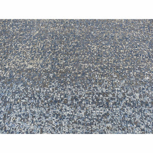 10'x14' Yale Blue, Pure Wool and Silk, Modern Gradation Design, Hand Knotted, Oriental Rug FWR522510