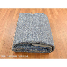 Load image into Gallery viewer, 10&#39;x14&#39; Yale Blue, Pure Wool and Silk, Modern Gradation Design, Hand Knotted, Oriental Rug FWR522510