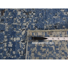 Load image into Gallery viewer, 10&#39;x14&#39; Yale Blue, Pure Wool And Silk, Modern Gradation Design, Hand Knotted, Oriental Rug FWR522510
