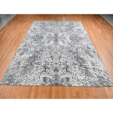 Load image into Gallery viewer, 9&#39;10&#39;&#39;x13&#39;7&#39;&#39; Carbon Gray, Modern Abstract Design, Hand Knotted, Naplai Weave, Wool And Silk, Oriental Rug FWR522516