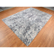 Load image into Gallery viewer, 9&#39;10&#39;&#39;x13&#39;7&#39;&#39; Carbon Gray, Modern Abstract Design, Hand Knotted, Naplai Weave, Wool And Silk, Oriental Rug FWR522516
