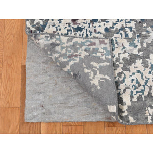 9'10''x13'7'' Carbon Gray, Modern Abstract Design, Hand Knotted, Naplai Weave, Wool And Silk, Oriental Rug FWR522516
