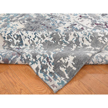 Load image into Gallery viewer, 9&#39;10&#39;&#39;x13&#39;7&#39;&#39; Carbon Gray, Modern Abstract Design, Hand Knotted, Naplai Weave, Wool And Silk, Oriental Rug FWR522516