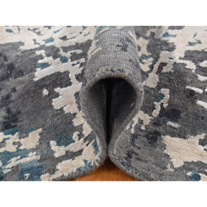 9'10''x13'7'' Carbon Gray, Modern Abstract Design, Hand Knotted, Naplai Weave, Wool And Silk, Oriental Rug FWR522516