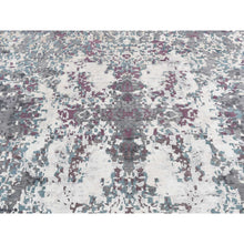 Load image into Gallery viewer, 9&#39;10&#39;&#39;x13&#39;7&#39;&#39; Carbon Gray, Modern Abstract Design, Hand Knotted, Naplai Weave, Wool And Silk, Oriental Rug FWR522516