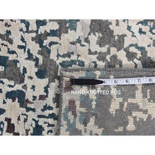 Load image into Gallery viewer, 9&#39;10&#39;&#39;x13&#39;7&#39;&#39; Carbon Gray, Modern Abstract Design, Hand Knotted, Naplai Weave, Wool And Silk, Oriental Rug FWR522516