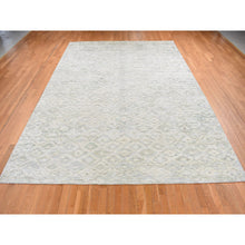 Load image into Gallery viewer, 9&#39;10&quot;x14&#39; Ivory, Pure Silk With Textured Wool, Fluffy Collection, Hand Knotted, Oriental Rug FWR522522