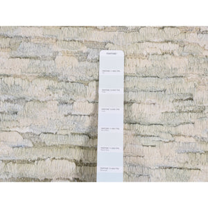 9'10"x14' Ivory, Pure Silk With Textured Wool, Fluffy Collection, Hand Knotted, Oriental Rug FWR522522