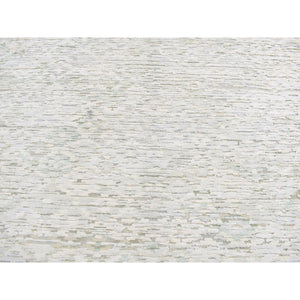 9'10"x14' Ivory, Pure Silk With Textured Wool, Fluffy Collection, Hand Knotted, Oriental Rug FWR522522