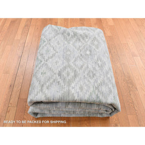 9'10"x14' Ivory, Pure Silk With Textured Wool, Fluffy Collection, Hand Knotted, Oriental Rug FWR522522