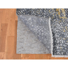 Load image into Gallery viewer, 9&#39;x11&#39;10&quot; Carbon Gray With Gold, Persian Medallion Design, Wool And Pure Silk, Hand Knotted, Oriental Rug FWR522534