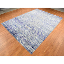 Load image into Gallery viewer, 10&#39;2&quot;x13&#39;10&quot; Indigo Color, Diminishing Bricks, Sari Silk, Hand Knotted, Oriental Rug FWR522540