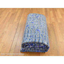 Load image into Gallery viewer, 10&#39;2&quot;x13&#39;10&quot; Indigo Color, Diminishing Bricks, Sari Silk, Hand Knotted, Oriental Rug FWR522540