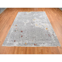 Load image into Gallery viewer, 8&#39;9&quot;x11&#39;10&quot; Gainsboro Gray, Hand Knotted, Modern Broken And Erased Lotus Flower All Over Design, Wool And Silk, Oriental Rug FWR522546