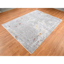 Load image into Gallery viewer, 8&#39;9&quot;x11&#39;10&quot; Gainsboro Gray, Hand Knotted, Modern Broken And Erased Lotus Flower All Over Design, Wool And Silk, Oriental Rug FWR522546