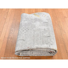 Load image into Gallery viewer, 8&#39;9&quot;x11&#39;10&quot; Gainsboro Gray, Hand Knotted, Modern Broken And Erased Lotus Flower All Over Design, Wool And Silk, Oriental Rug FWR522546
