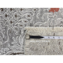 Load image into Gallery viewer, 8&#39;9&quot;x11&#39;10&quot; Gainsboro Gray, Hand Knotted, Modern Broken And Erased Lotus Flower All Over Design, Wool And Silk, Oriental Rug FWR522546