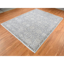 Load image into Gallery viewer, 9&#39;1&quot;x12&#39;5&quot; Charcoal Gray, Oushak Design, Hand Knotted, Flat Weave With Raised Silk, Oriental Rug FWR522558