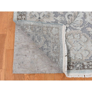 9'1"x12'5" Charcoal Gray, Oushak Design, Hand Knotted, Flat Weave With Raised Silk, Oriental Rug FWR522558