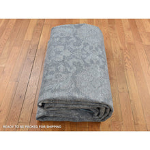 Load image into Gallery viewer, 9&#39;1&quot;x12&#39;5&quot; Charcoal Gray, Oushak Design, Hand Knotted, Flat Weave With Raised Silk, Oriental Rug FWR522558