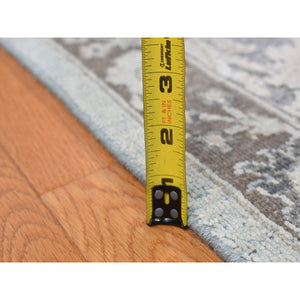 9'1"x12'5" Charcoal Gray, Oushak Design, Hand Knotted, Flat Weave With Raised Silk, Oriental Rug FWR522558