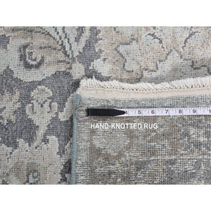 9'1"x12'5" Charcoal Gray, Oushak Design, Hand Knotted, Flat Weave With Raised Silk, Oriental Rug FWR522558