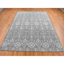 Load image into Gallery viewer, 9&#39;x12&#39;2&quot; Cloud Gray, Silk With Textured Wool, Transitional Tone On Tone Borderless Jewelry Design, Hand Knotted, Oriental Rug FWR522564