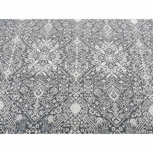 9'x12'2" Cloud Gray, Silk With Textured Wool, Transitional Tone On Tone Borderless Jewelry Design, Hand Knotted, Oriental Rug FWR522564