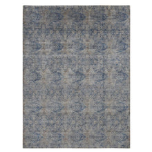 Load image into Gallery viewer, 9&#39;x12&#39; Wolf Gray, Broken and Erased Geometric Rosette Design, Wool and Silk, Hand Knotted, Oriental Rug FWR522570