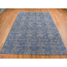Load image into Gallery viewer, 9&#39;x12&#39; Wolf Gray, Broken and Erased Geometric Rosette Design, Wool and Silk, Hand Knotted, Oriental Rug FWR522570