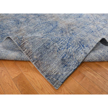 Load image into Gallery viewer, 9&#39;x12&#39; Wolf Gray, Broken And Erased Geometric Rosette Design, Wool And Silk, Hand Knotted, Oriental Rug FWR522570