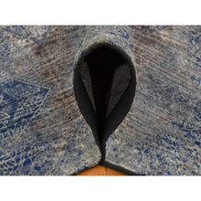 Load image into Gallery viewer, 9&#39;x12&#39; Wolf Gray, Broken And Erased Geometric Rosette Design, Wool And Silk, Hand Knotted, Oriental Rug FWR522570
